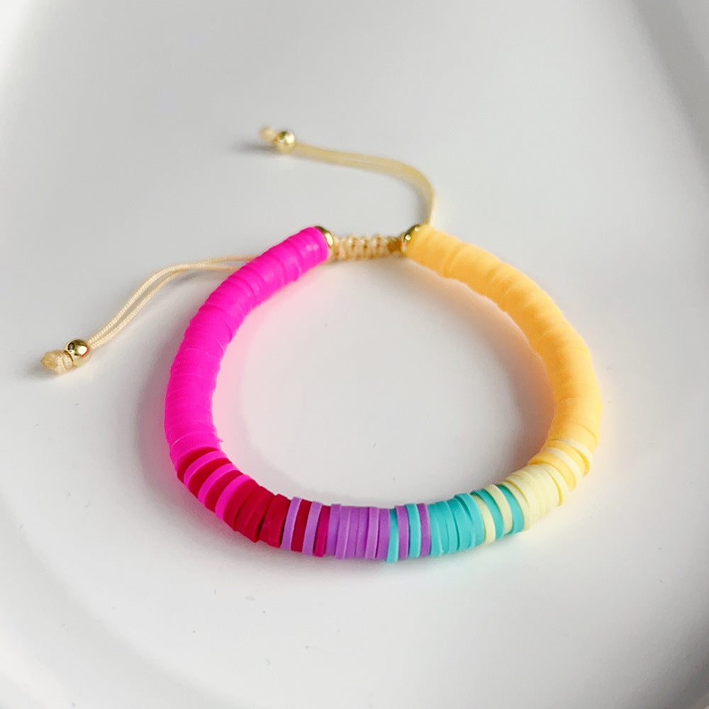 Wholesale Rainbow Soft Ceramic Pieces Pearl Bracelet